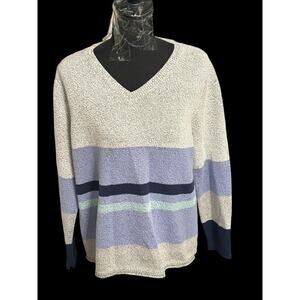 J. Jill Sweater Womans Medium Petite V Neck Pullover Multicolored